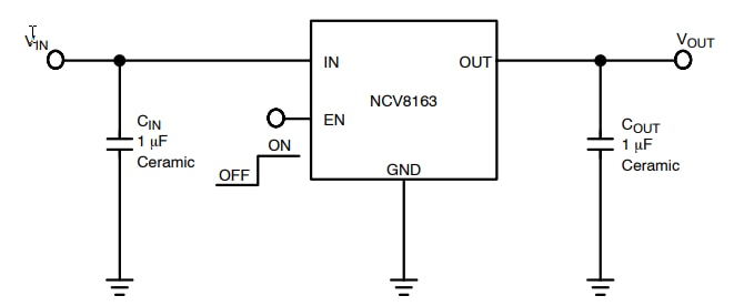 Applikations-Schaltungsdiagramm - onsemi NCV8163 LDO-Regler